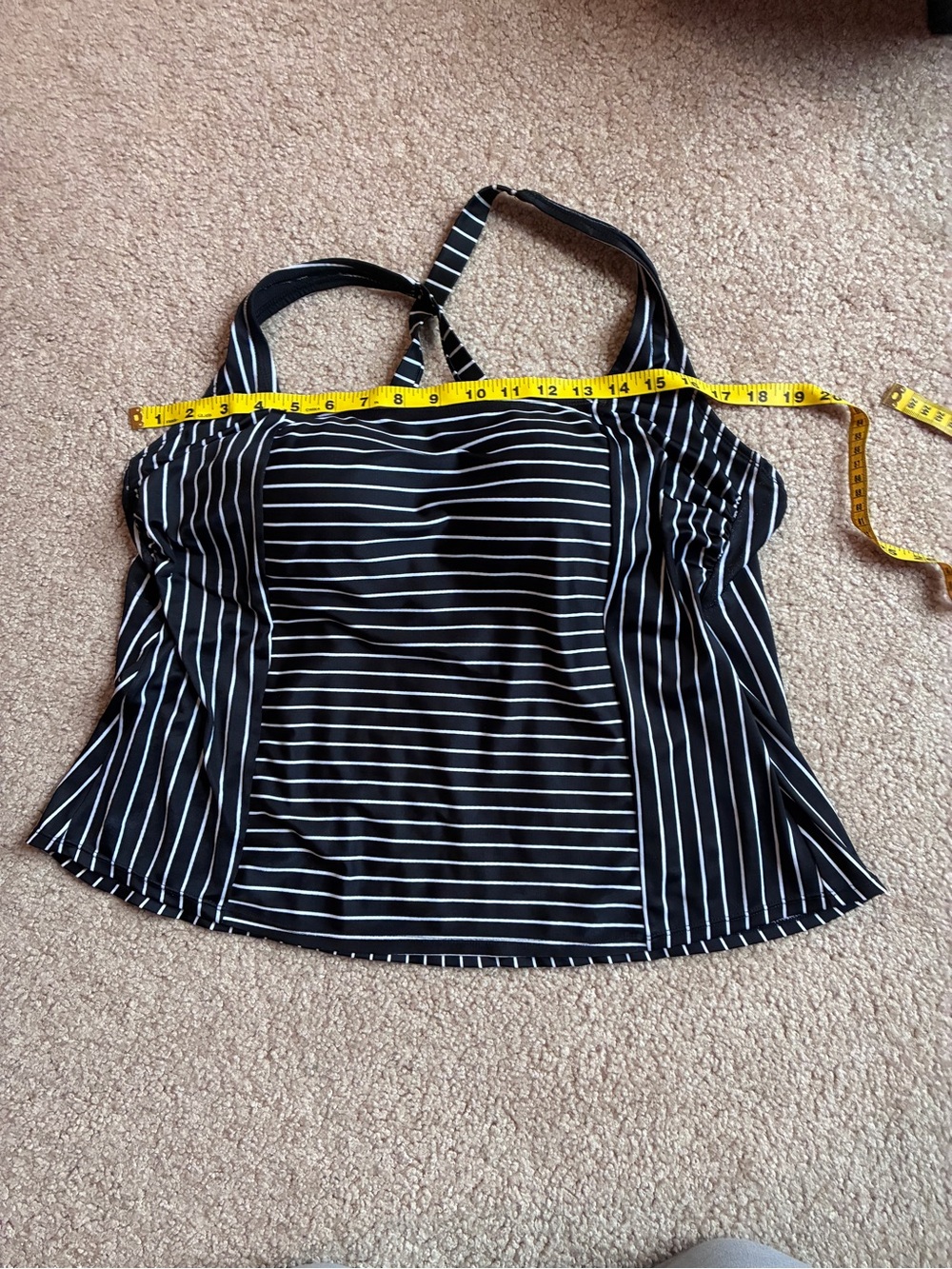 all in motion Black & White Striped swim top